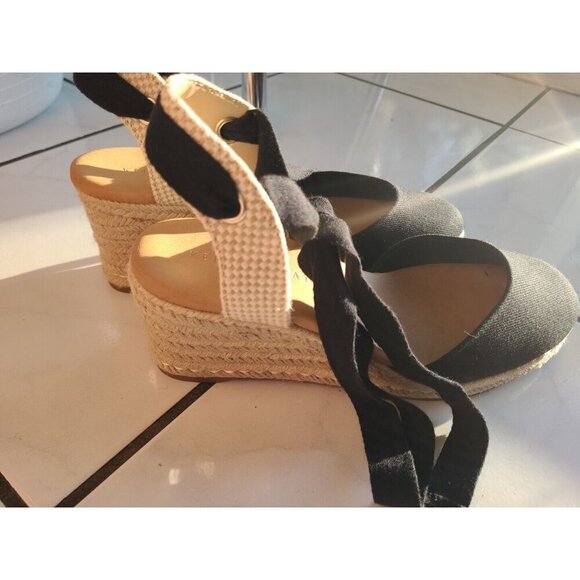 NWB Kelly & Katie KK-Goldie Lace Up  Espadrile Wedge BLACK Sandals Size 8M - Picture 3 of 10